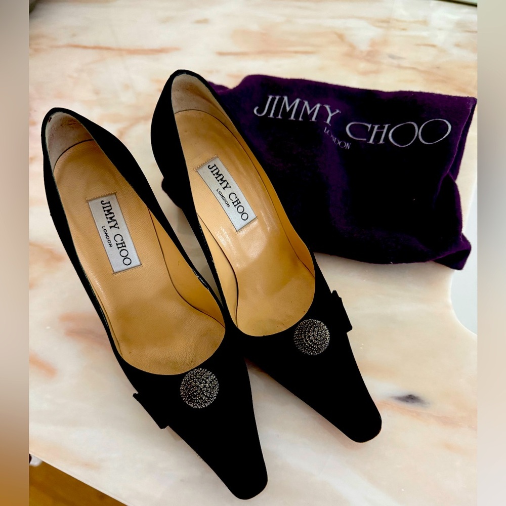 Jimmy Choo 90's satin kitten heels.